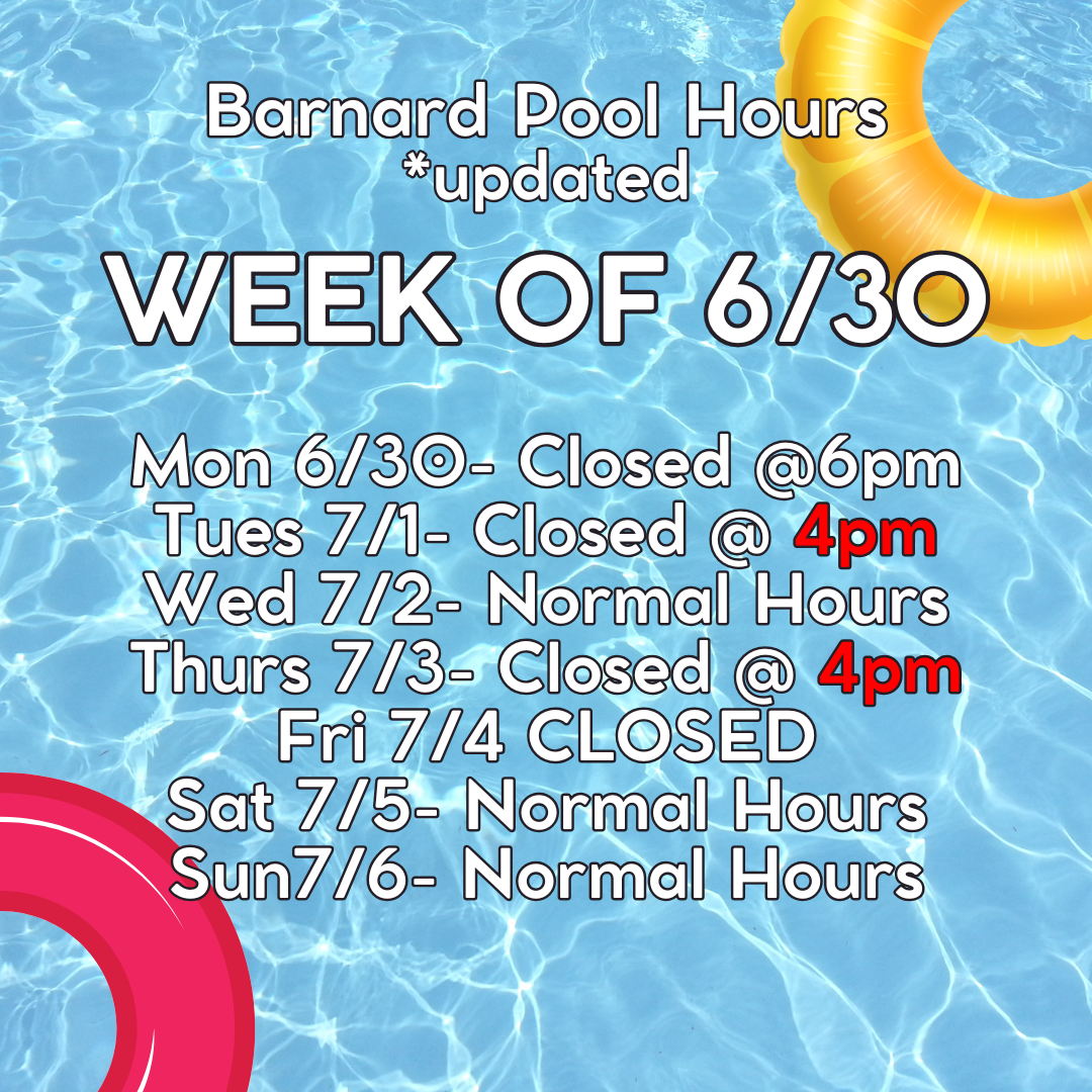 Pool Hours Week of 630 Updated